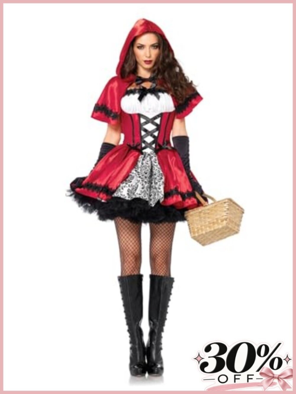 Gothic Red Riding Hood Costume Peasant Dress Hooded Cape